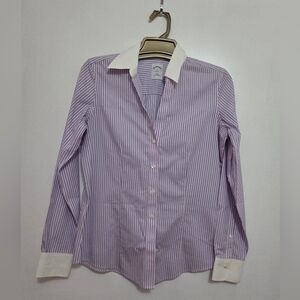 Brooks Brothers Pink And Blue Striped Blouse Size 4